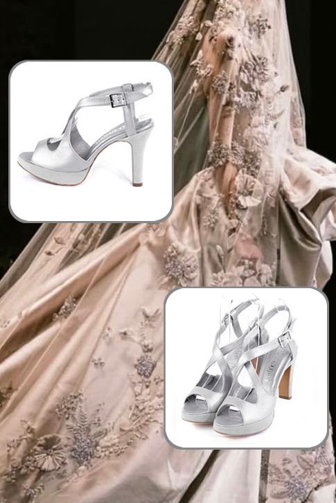 Light silver and pearl grey women's dress sandals.. Worn view - Florence KOOIJMAN